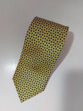 Tie Rack London Man's Tie Yellow With Blue Print 100% Silk