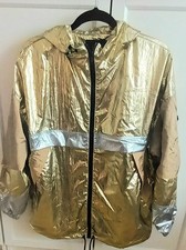 Metallic Shiny Gold Lightweight Coat Festival Pride Rave Fancy Dress Unisex XL 