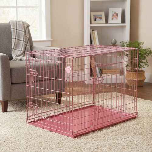 Dog crate inch pink - 42-inch, metal