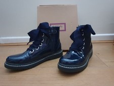 Lelli Kelly Girls' Size UK 4 EU 37 Navy Blue Patent Boots Excellent Condition