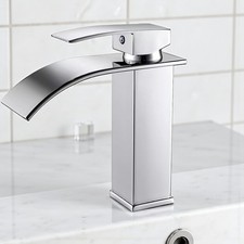 Waterfall Mixer Tap Basin Chrome Taps Bathroom Sink Faucet Waste Home G 3/8