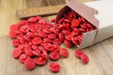 6x 14mm Vintage 1930s Red