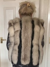 CROSS ARCTIC FOX FUR AND LEATHER VEST, BODYWARMER