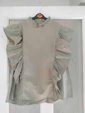 Zara Khaki Green Ruffle Sleeve