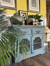 Vintage Indonesian Mango Wood & Cast Iron Sideboard.