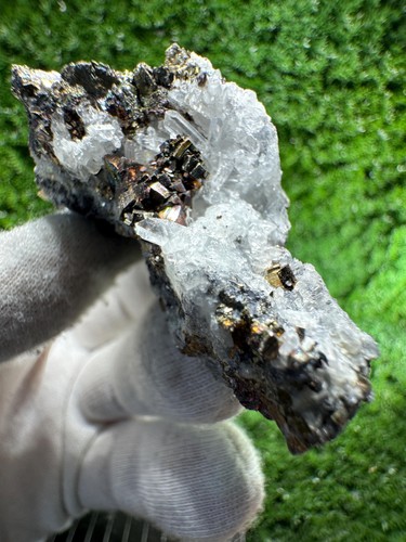 Shiny pyrite with quartz - pyrite,