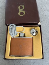 W A Gould 4oz Hip Flask Pigskin Leather &Stainless Steel