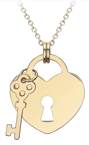 9ct gold heart shaped - 9ct, padlock