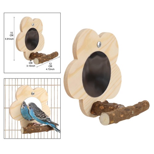Wooden parrot mirror bird cage - wooden,