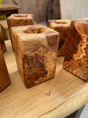Burr elm candle - , holder