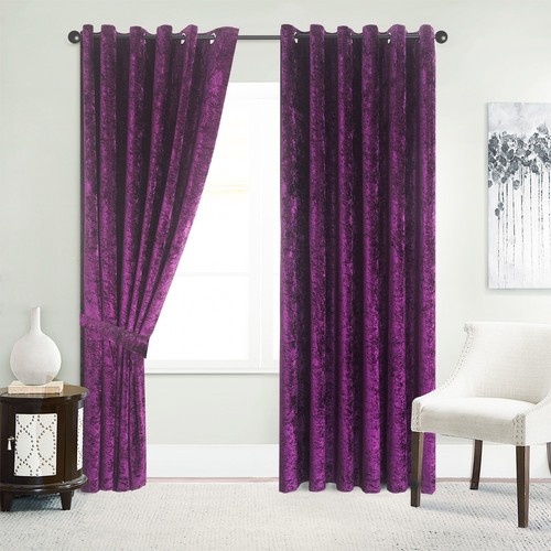 Crushed velvet curtains eyelet - curtains,