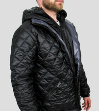 Mens Quilted Goggle Jacket Hooded Transform Padded Location Coat 2in1 JKT Winter
