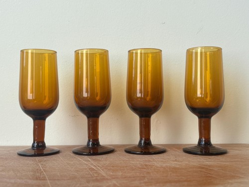 Vintage amber cordial glasses - vintage,
