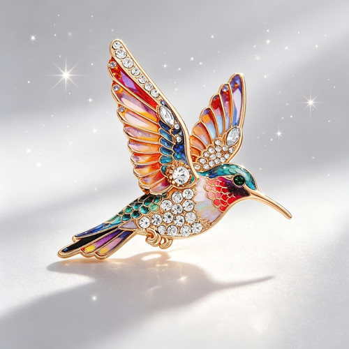 Hummingbird enamel brooch pin - hummingbird,