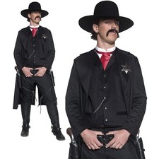 Adult Wild Western Sheriff Cowboy Gunslinger Costume Fancy Dress Outfit Medium