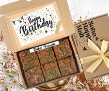 Luxury Dubai Chocolate Brownies, Birthday Brownie Box, Letterbox Brownie Gift
