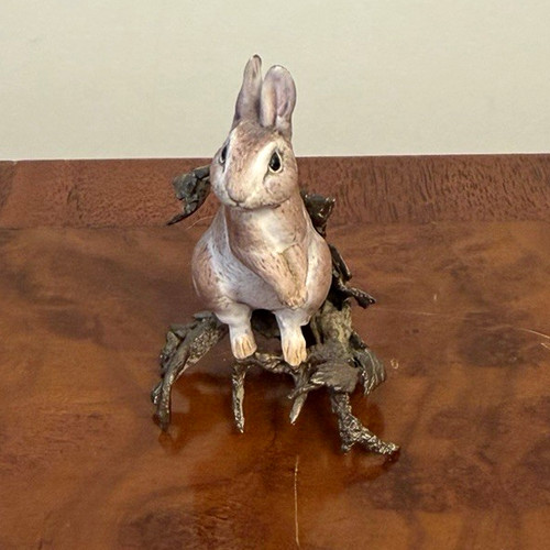 Painted rabbit figurine - painted,
