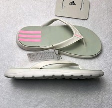 UK 9 New Adidas Women Comfort Flip Flop Flip-Flops White Grey Pink Sandals
