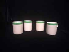 Queens Green, Solian Ware 4 ceramic coffee Cups  by Soho Pottery Cobridge C1930.