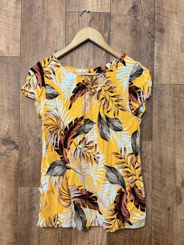Wallis mustard tropical print - mustard,