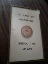 In Case Of Emergency Break Glass Vintage 1938 Encased Penny Good Condition 