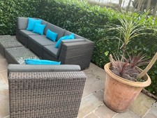 Indian Ocean Garden Furniture sectional Sofa Settee & Coffee Tables Set