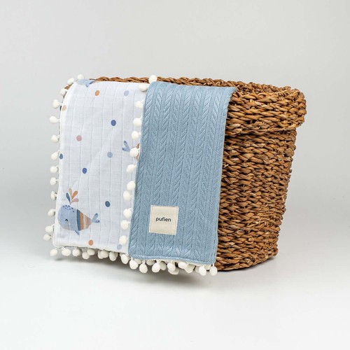 Baby shawl blue - blue, blanket