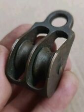 Antique Brass Small Double Two Wheel Pulley Block 6 Cm By 2.6 Cm