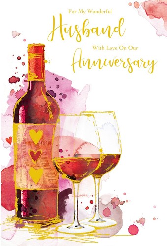 Husband anniversary card - husband, red