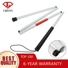 The Blind 4-Section Foldable Cane Non Slippy Lightweight Easily Adjustable White