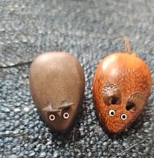 Hand Carved Mice X2. Mouse. Cute. Crafted Woodcraft. 