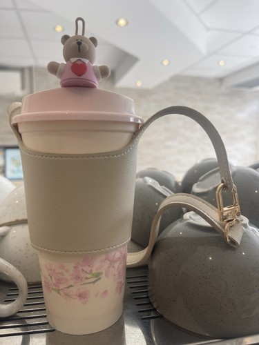 Leather coffee cup strap - leather,