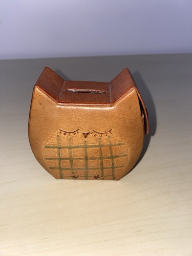Leather owl money - leather, “piggy