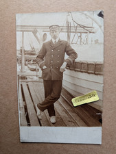 OLD PHOTO MAN MILITARY SAILOR UNIFORM SHIP LIFEBOAT DR 801
