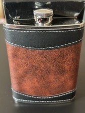 8oz Hip Flask Faux Brown/Black