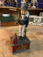 Vintage Uncle Sam 11" Cast Iron Mechanical Coin Bank - Patriotic Americana Look