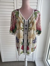 TED BAKER CREAM & FLORAL LONG TUNIC TOP - TB 3 UK 12 14 M L
