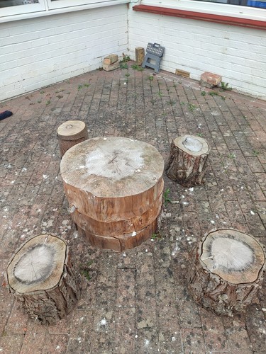 Rustic log garden table - log, 4