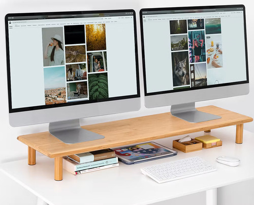 Bamboo dual monitor stand - bamboo,
