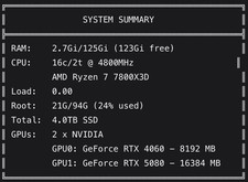 PC 128g Ram Core I7 13th Gen RTX 5080 and 4060 On A Proxmox Server 16GB