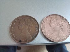 two victoria half pennies 1860 1861