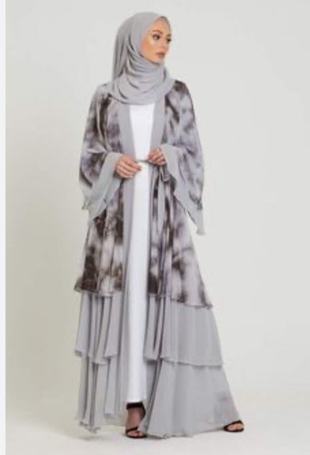 Grey abaya chiffon umbrella - grey,