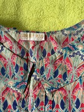 Liberty Plus Vintage Shirt Peter Pan Collar Box Style Red/ Blue Print Size 16