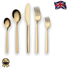 Shiny Gold Titanium Cutlery Set – 30-Piece Service for 6, Dishwasher Friendly