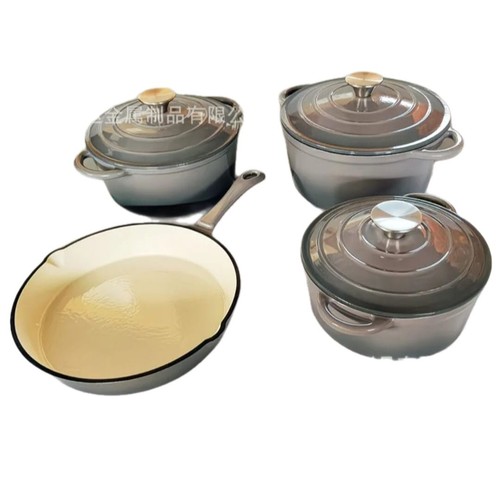 7pcs set with lid enamel - enamel, cast