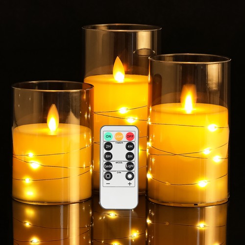 Pack glass candles wax led - 3,