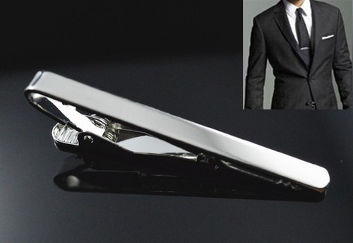 Silver metal tie clip - silver,