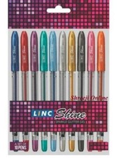 10 x Linc Sparkled GOLD & SILVER & ASSORTED GLITTER Gel Pens 1.0mm FINE Tip
