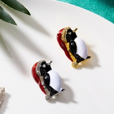 Chrismtas Brooch Badge Pins Rhinestone Enamel Broach Red Robin Xmas Party Gift