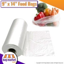 500 x Food Bags On A Roll 9" x 14" Natural Clear HD Polythene for Fruit Veg Meat